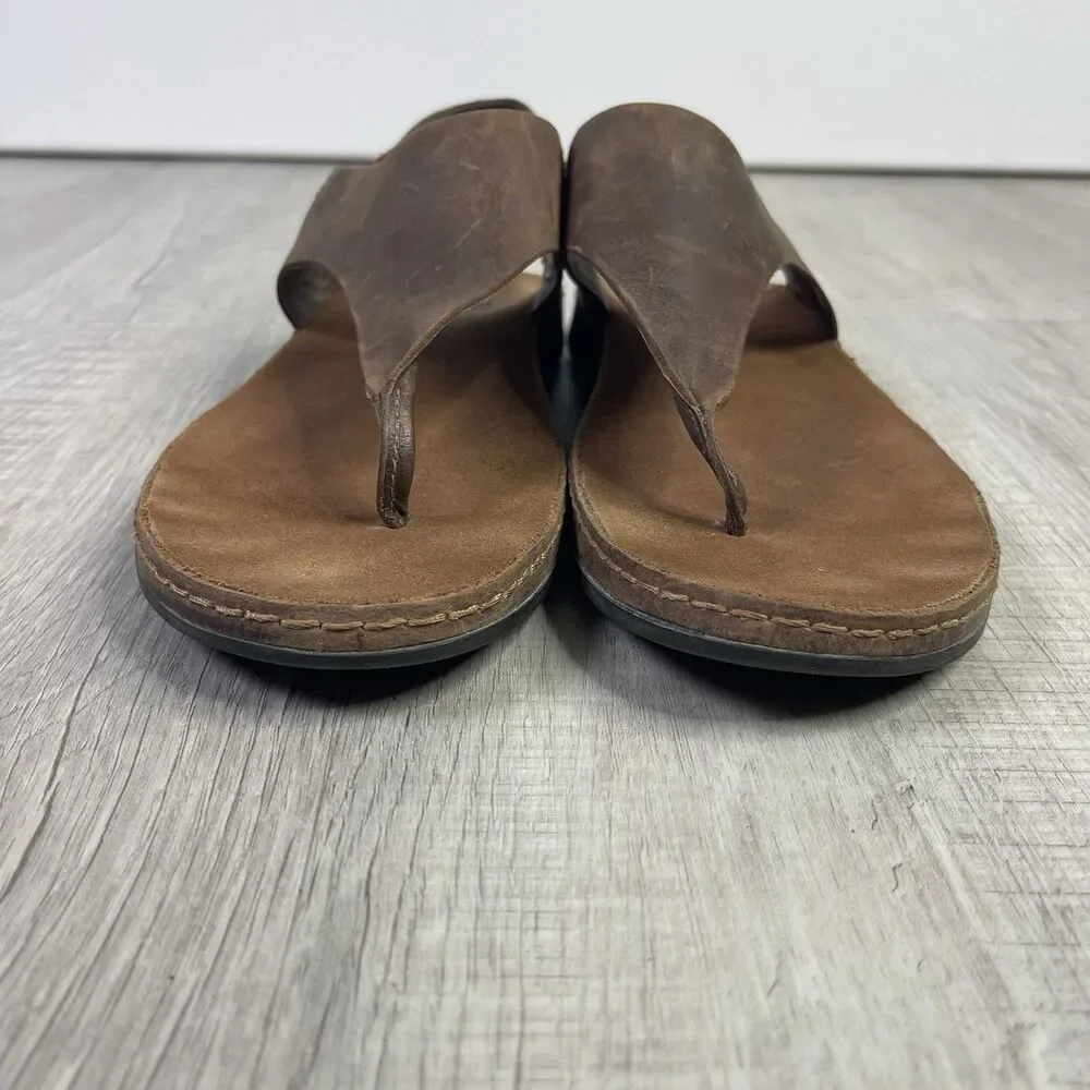 Chaco Womens Wayfarer Post Thong Sandals Toffee Leather Slingback Size 10 EUC M - Picture 2 of 9